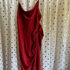 Red Ruche Bodycon Dress